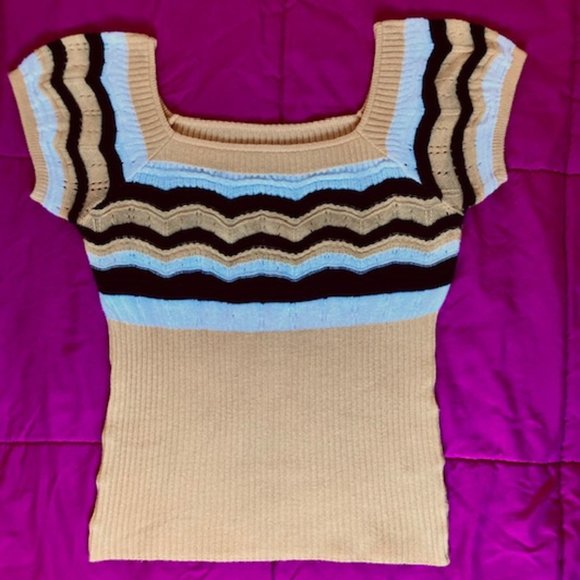 Pre-Loved Becky Knitted Bee-colored short-sleeved top - Picture 1 of 5